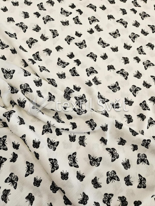 sleva viskozy šatovka - viskoza šatovka: motýlci na smetanové crash