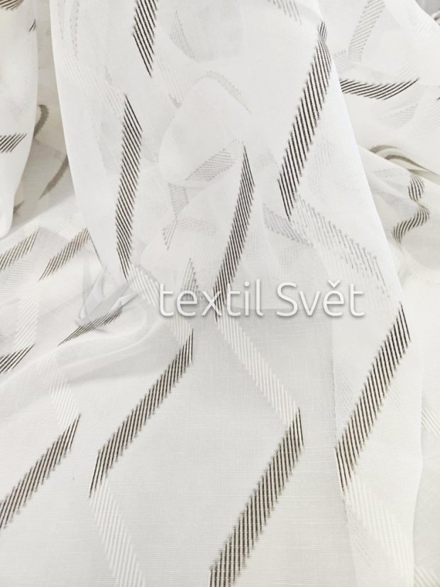 záclona tkaná s hnědým  vzorem  v. 300 cm