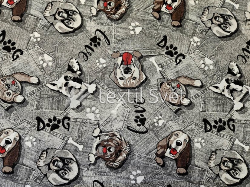 Dekorační látky směsové - dekorační látky směsové: psi šedá Dekorační látky směsové - dekorační látky směsové: psi šedá