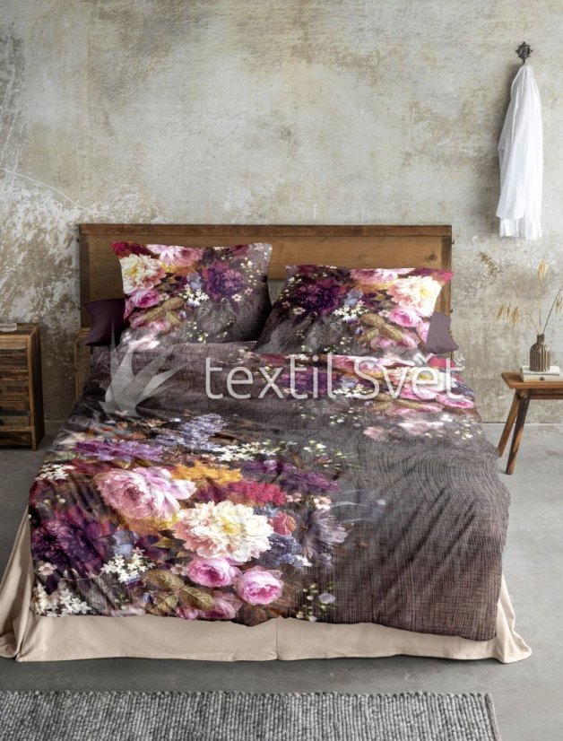 ložní souprava bavlněný flanel - flanel: flauš výrazná kytka