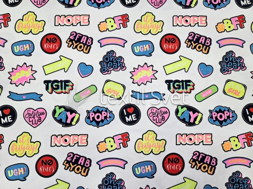 tričkoviny "cool" - tričkoviny "cool": nápisy barevné