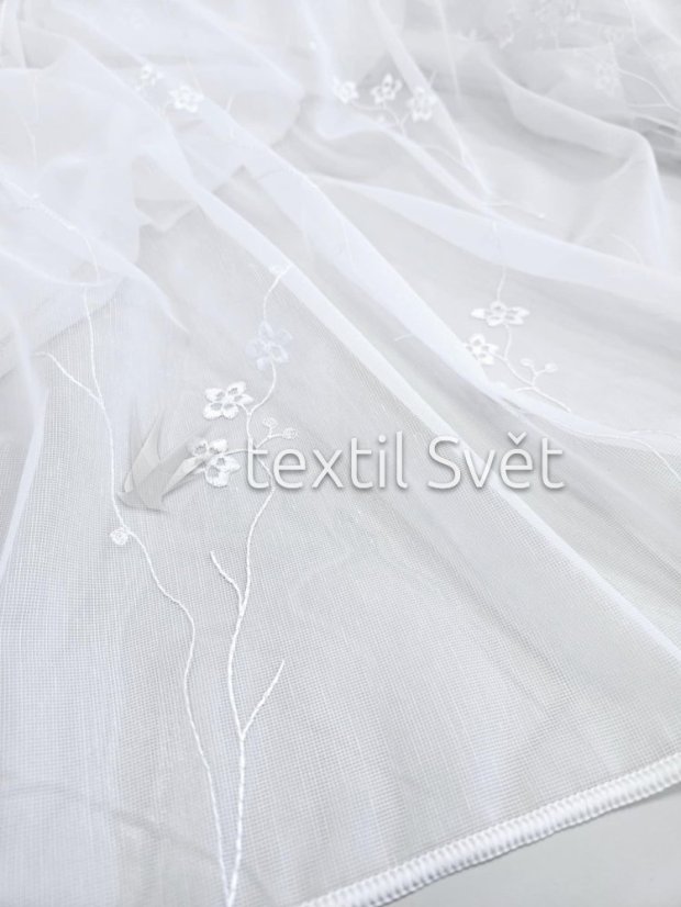záclona tkaná vyšívka bílý kvíteček - Výška [cm]: 290