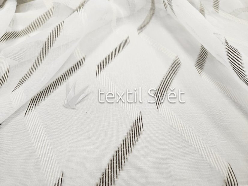 záclona tkaná s hnědým  vzorem  v. 300 cm