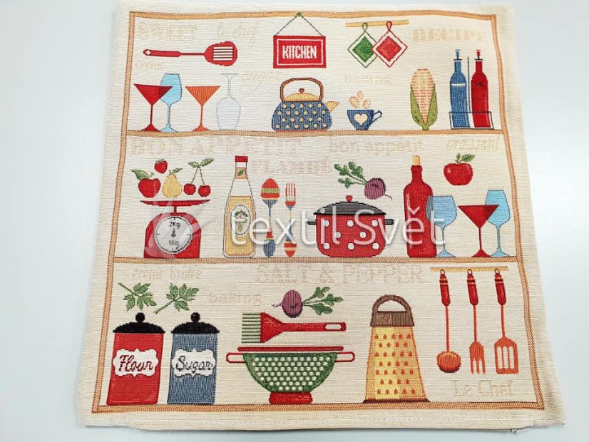 Povlak na polštářek "gobelín"- květiny, abstrakce - Povlak na polštářek GOBELÍN KVĚTINY, ABSTRAKCE: KUCHYŃ