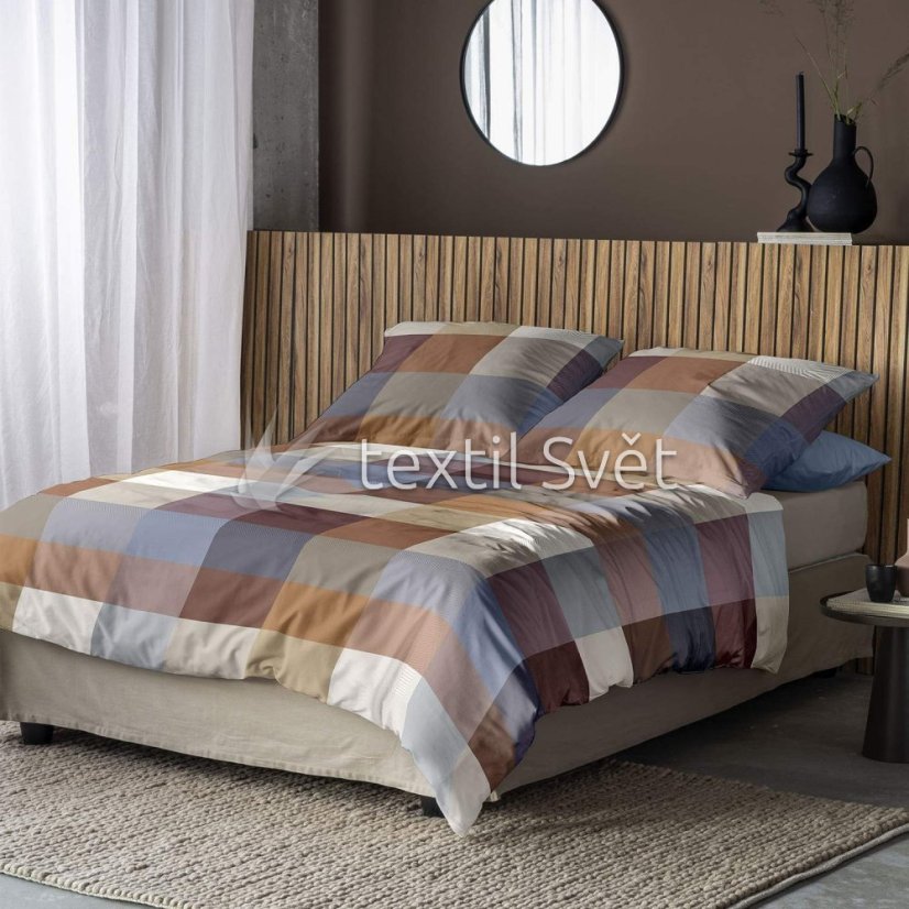 ložní souprava bavlněný flanel - flanel: podzimní kostky