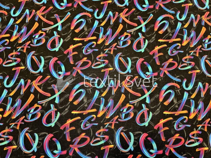 Teplákovina motiv COOL - Teplákovina vzor COOL: duhová písmena