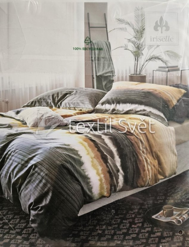 Ložní souprava bavlněný satén IRISETTE - ložní souprava bavlněný satén Irisette: Sky šedozlatá