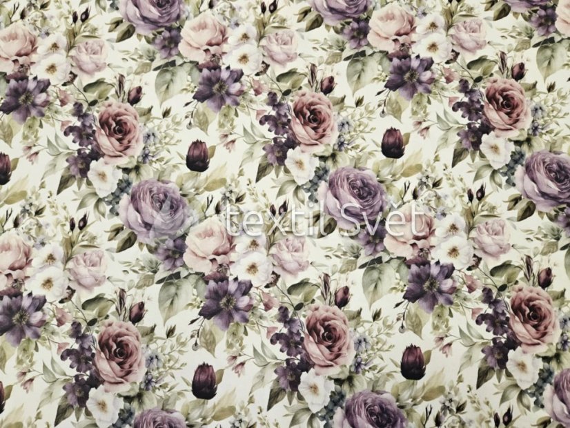 povlak na polštářek úplet 45x45 cm - povlak na polštářek úplet: kytky fialové