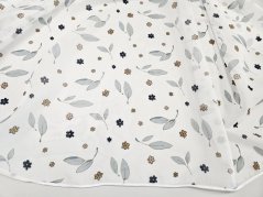 záclona tkaná s potiskem kvítků a lístků