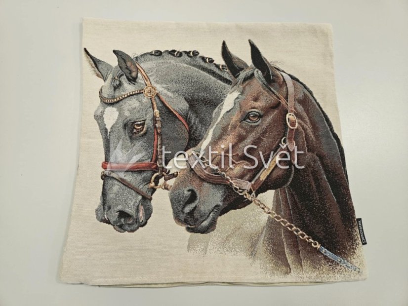 povlak na polštářek "gobelín"- zvířata - Povlak na polštářek GOBELÍN ZVÍŘATA: KONĚ