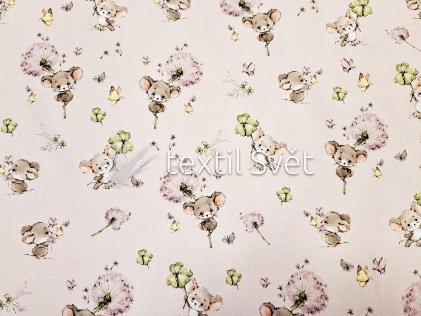 tričkoviny dětský vzor - tričkoviny dětský vzor: myšky ružové