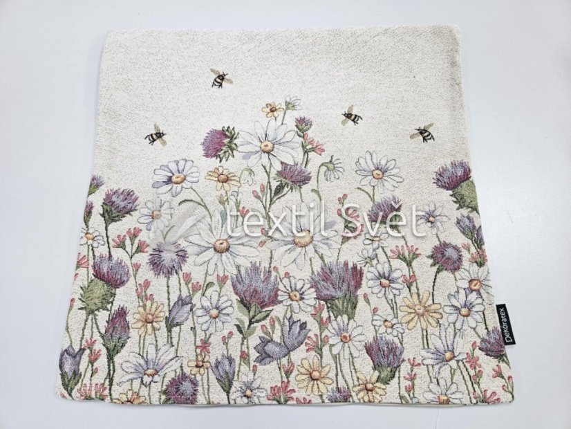 Povlak na polštářek "gobelín"- květiny, abstrakce - Povlak na polštářek GOBELÍN KVĚTINY, ABSTRAKCE: chrpy