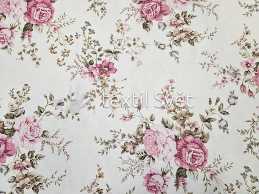 Dekorační látky směsové - dekorační látky směsové: růže, jemné kvítky