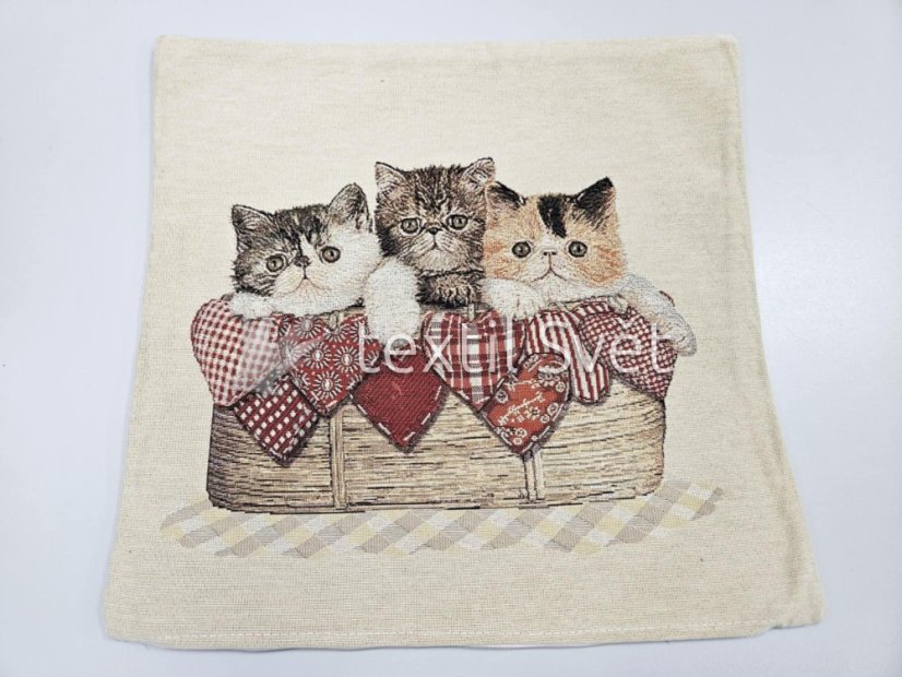 povlak na polštářek "gobelín"- zvířata - Povlak na polštářek GOBELÍN ZVÍŘATA: KOŤATA