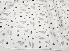 záclona tkaná s potiskem kvítků a lístků