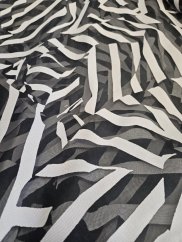 záclona tkaná vypalovaný tisk černošedá