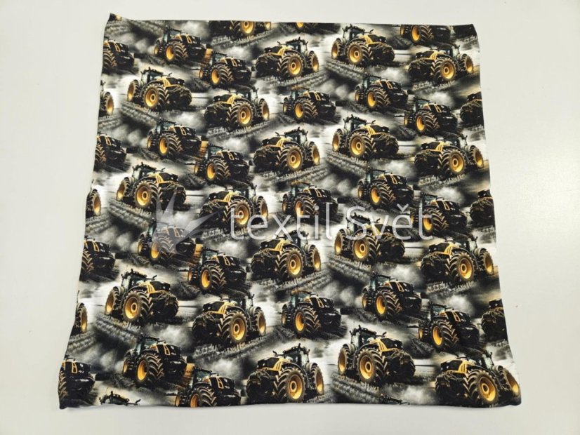 povlak na polštářek úplet 45x45 cm - povlak na polštářek úplet: traktor černý