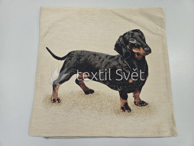 povlak na polštářek "gobelín"- zvířata - Povlak na polštářek GOBELÍN ZVÍŘATA: JEZEVČÍK ČERNÝ