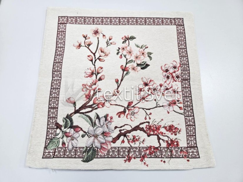 Povlak na polštářek "gobelín"- květiny, abstrakce - Povlak na polštářek GOBELÍN KVĚTINY, ABSTRAKCE: sakura