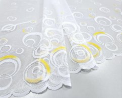 záclona pletená draperka žlutá kolečka
