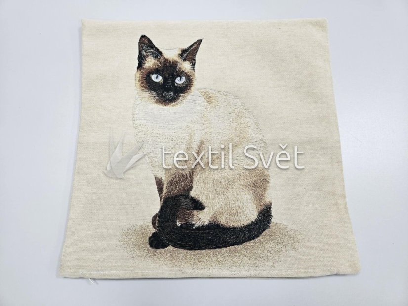 povlak na polštářek "gobelín"- zvířata - Povlak na polštářek GOBELÍN ZVÍŘATA: KOČKA  SIAM 1