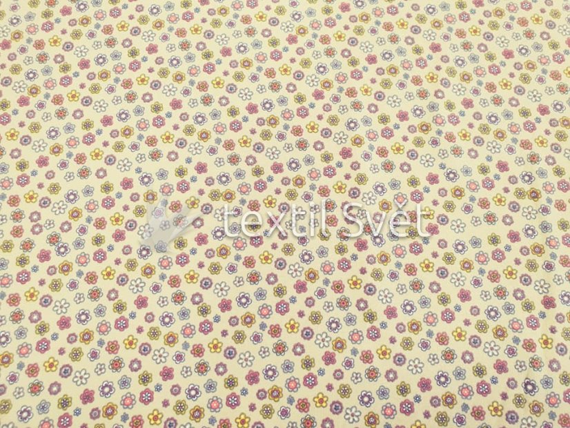 tričkoviny kytičky, listečky - tričkoviny kytičky, lístečky: kytička na béžové tričkoviny kytičky, listečky - tričkoviny kytičky, lístečky: kytička na béžové