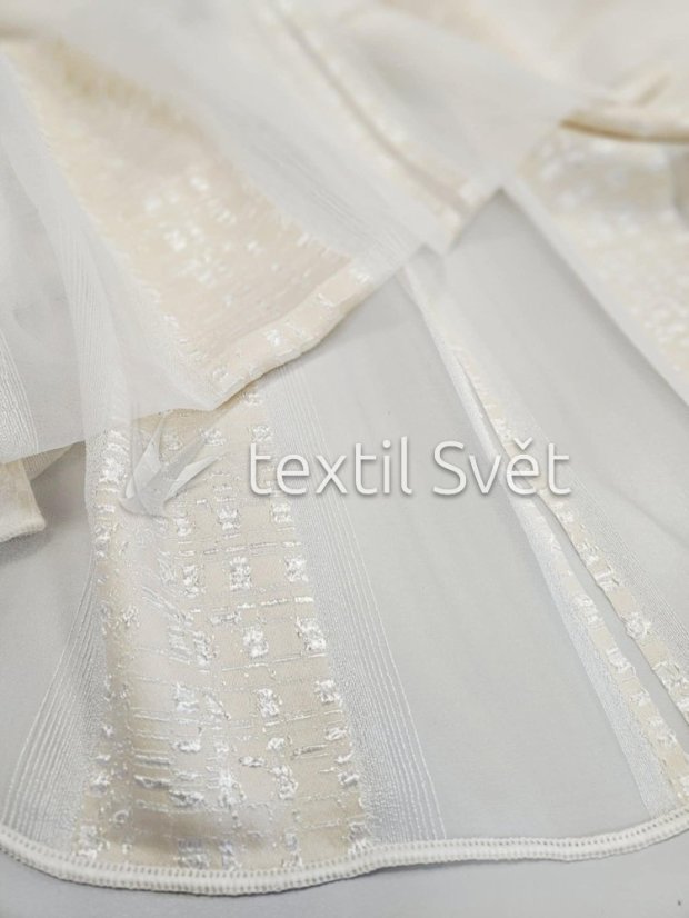 záclona tkaná béžová s vytkanými pruhy v. 300 cm - Výška [cm]: 300