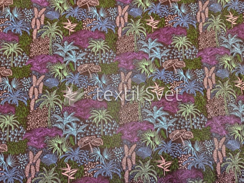 tričkoviny kytičky, listečky - tričkoviny kytičky, lístečky: tmavý prales 100% bavlna