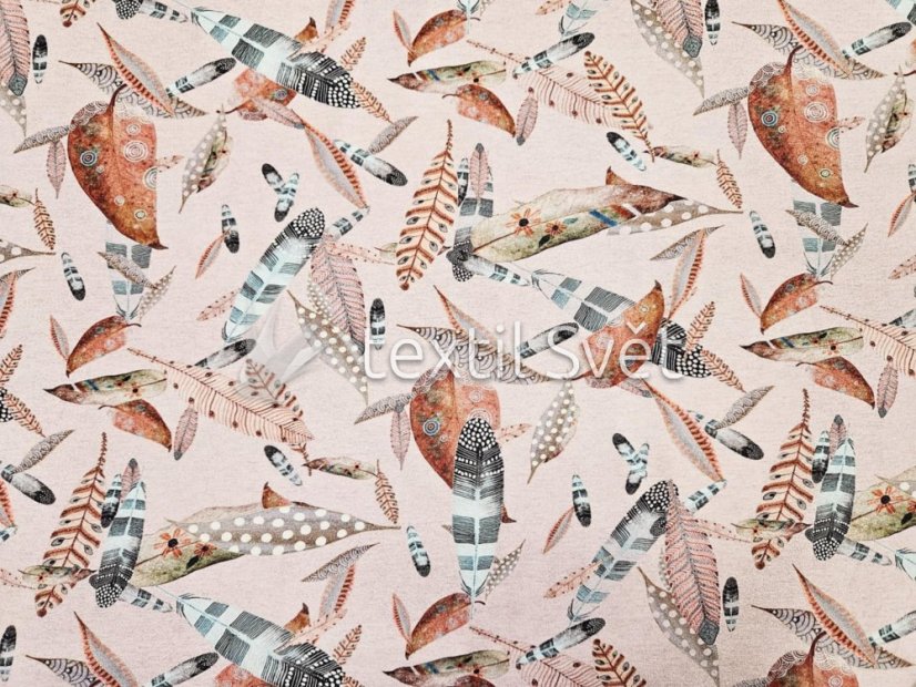 tričkoviny kytičky, listečky - tričkoviny kytičky, lístečky: péra 170 cm