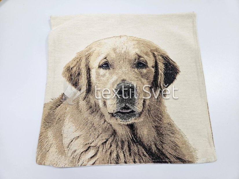 povlak na polštářek "gobelín"- zvířata - Povlak na polštářek GOBELÍN ZVÍŘATA: ZLATÝ RETRÍVR