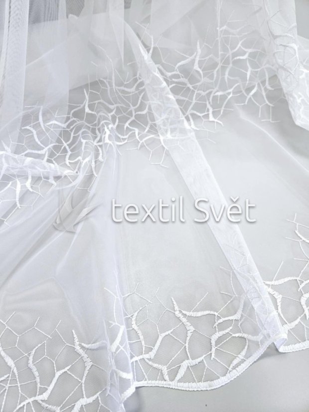 Záclona tkaná abstrakce bílá - Výška [cm]: 180