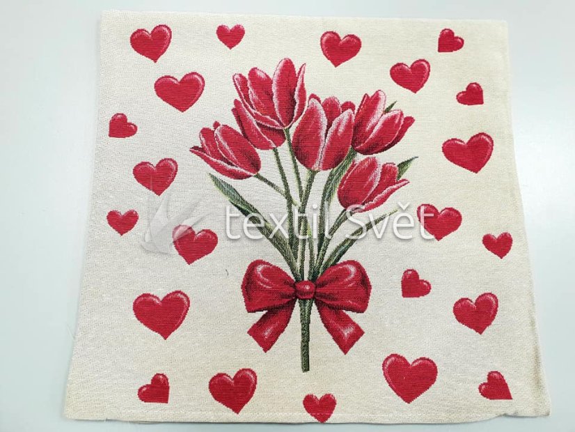 Povlak na polštářek "gobelín"- květiny, abstrakce - Povlak na polštářek GOBELÍN KVĚTINY, ABSTRAKCE: tuliány, kytka