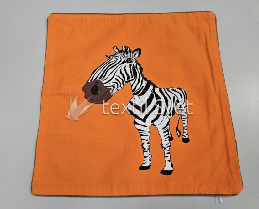 povlak na polštář bavlna, směsové - povlaky na polštářky  směsové, bavlna: zebra oranžová