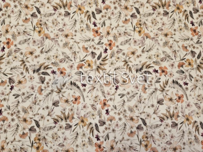 tričkoviny kytičky, listečky - tričkoviny kytičky, lístečky: jemná kytička, vroubkovaný úplet