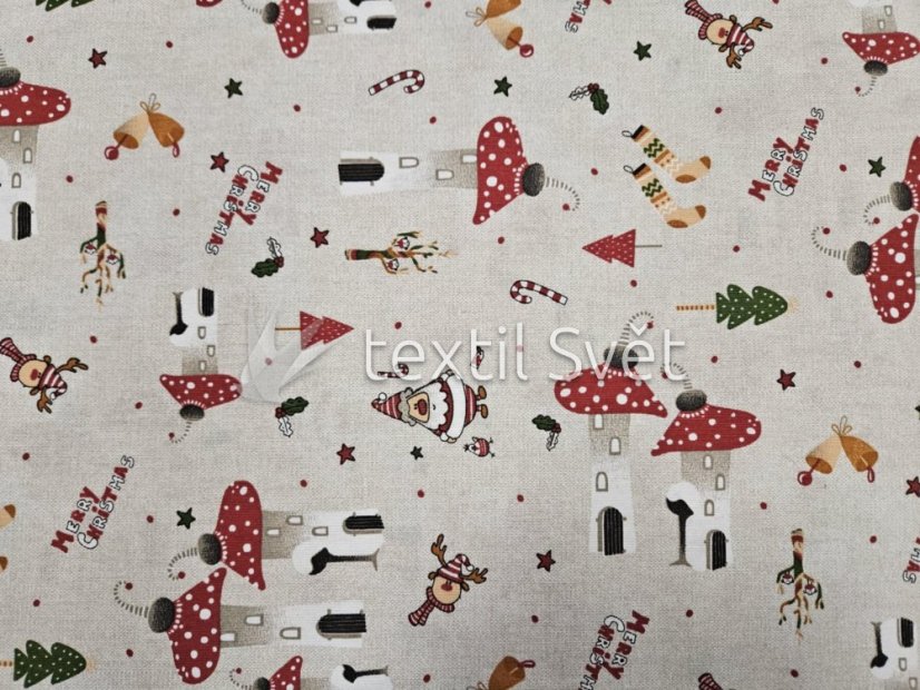 vánoční látky směsové - vánoční látky: muchomůrky, sobíci vánoční látky směsové - vánoční látky: muchomůrky, sobíci