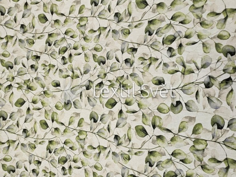 povlak na polštář bavlna, směsové - povlaky na polštářky  směsové, bavlna: zelené listy na režné