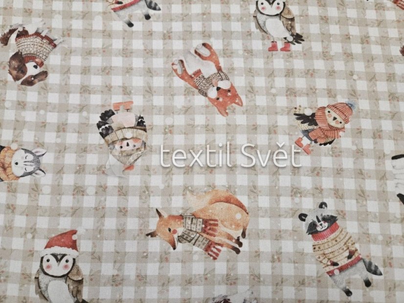 vánoční látky směsové - vánoční látky: zvířátka na kostičce